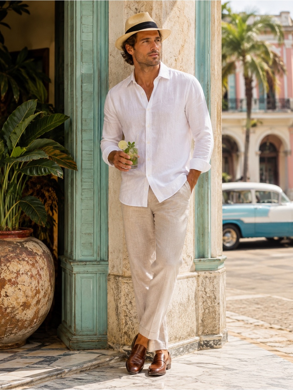 Club Room Luxury 100% Linen White Long Sleeve Shirt – Men’s XXL